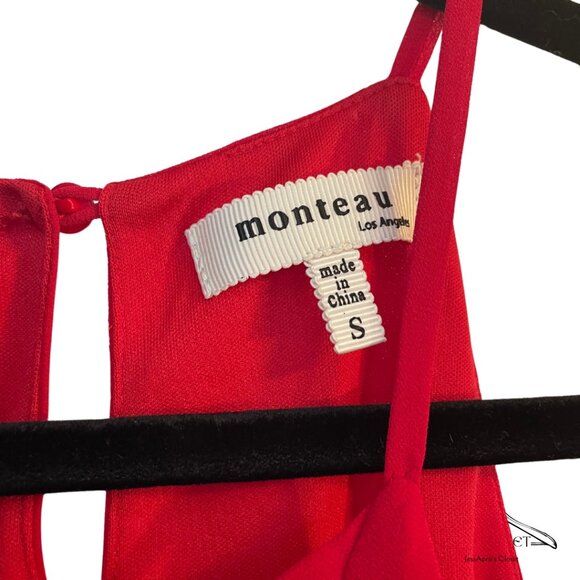 Monteau Los Angeles Red Cross Cross Lightweight Dress Size Small - Picture 2 of 8